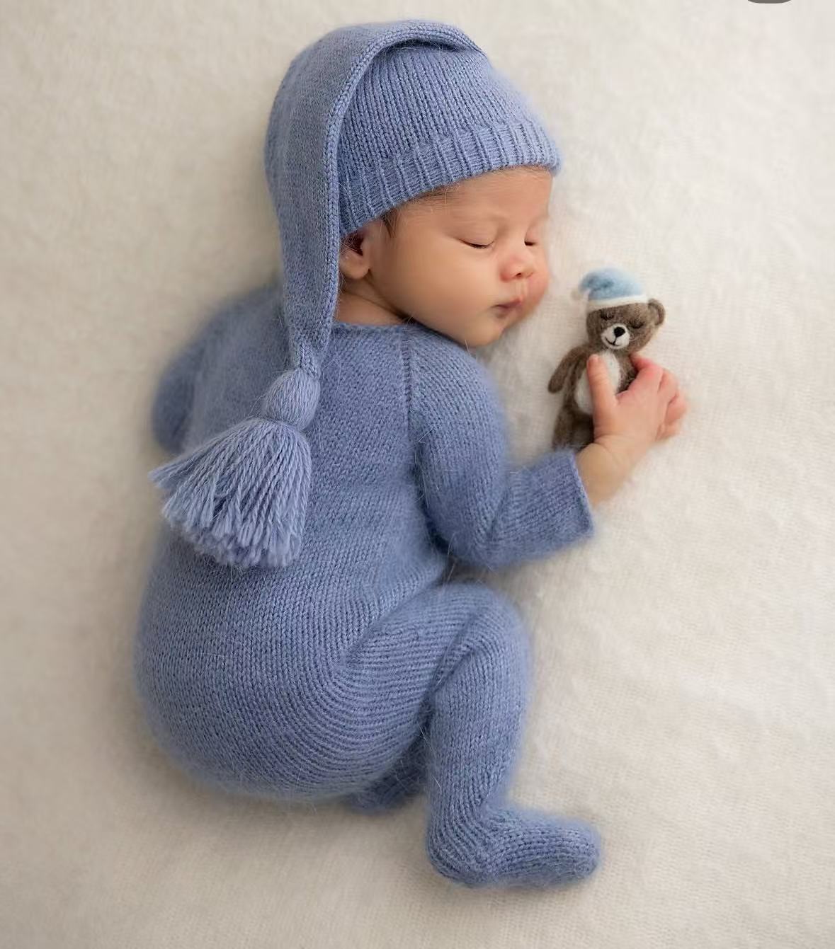 Infant Photography Props Outfit - Conjunto de pelele y gorro de